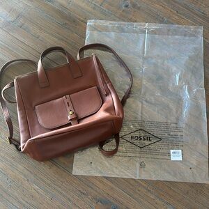 Fossil Brown Leather Hunter Backpack purse